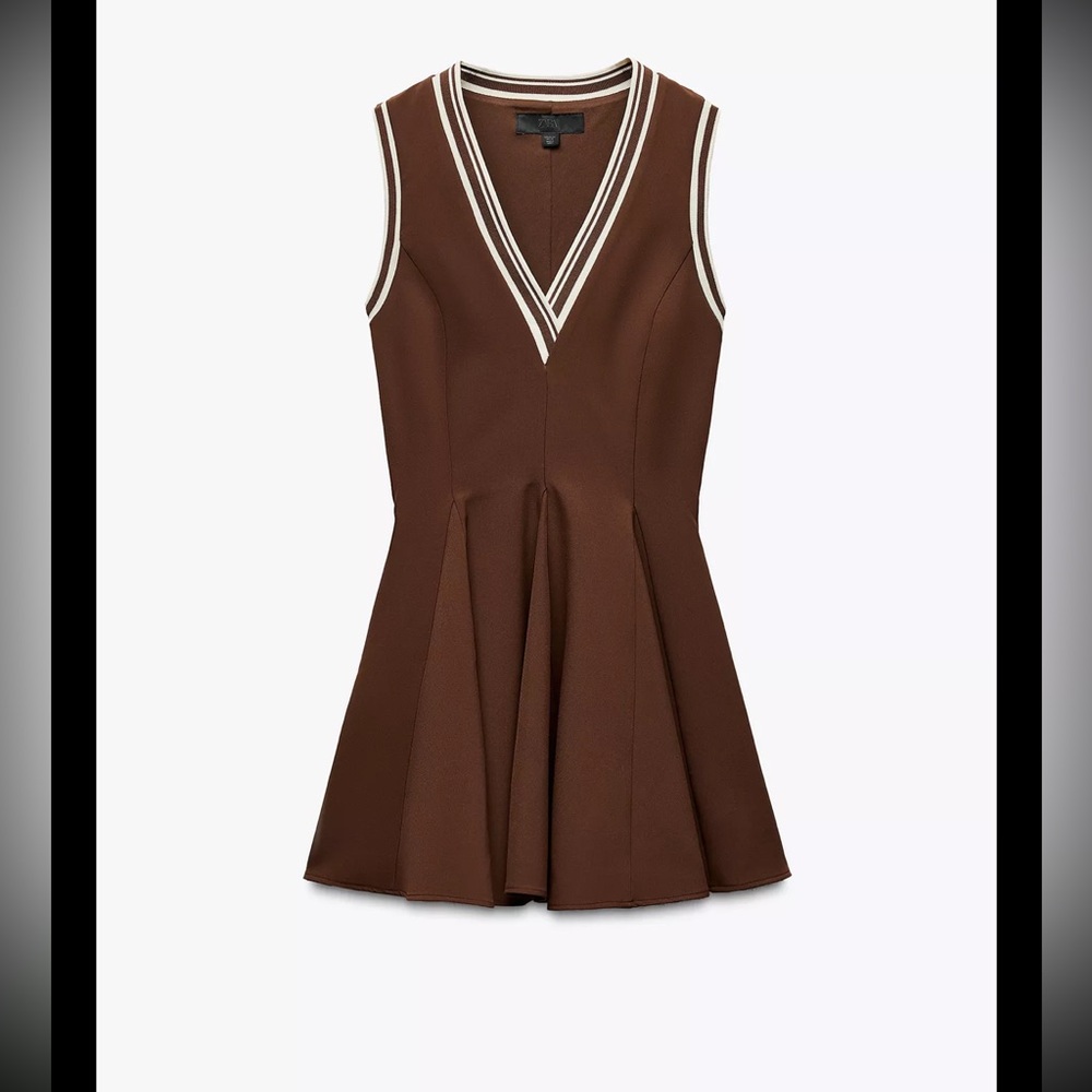 ZARA RIBBED GODET DRESS - Picture 3 of 4